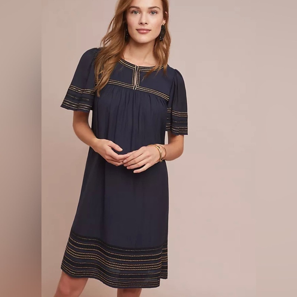 Velvet by Graham & Spencer Women’s Navy Short Sleeves Beatrix Mini Dress size M